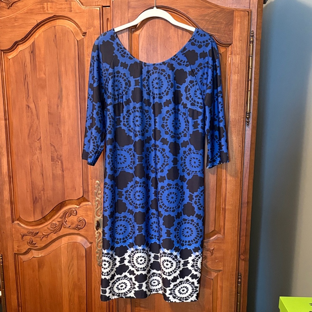 Aryeh Blue and Black Patterned Dress NWT